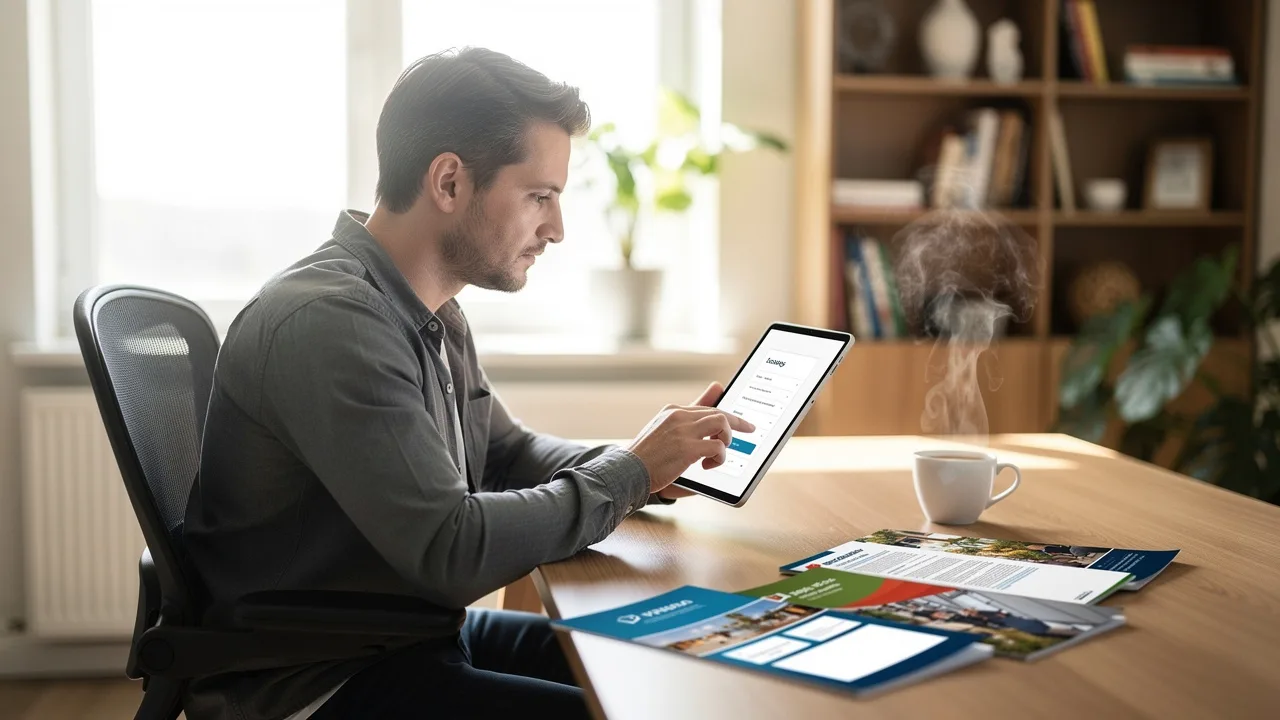 Person researching UK franchise opportunities online within budget