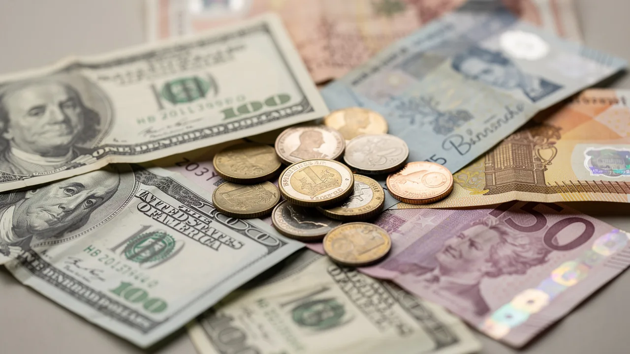 Multiple currencies representing franchise investment costs