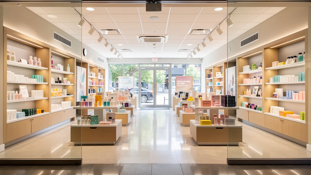 Modern UK franchise retail location interior with branded fit-out and signage