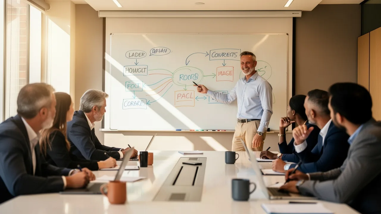 New franchisees attending a professional training programme in a modern classroom