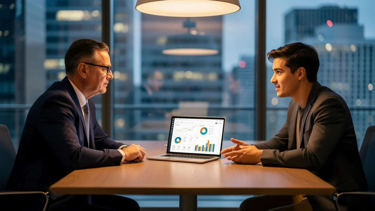 Franchisee meeting an accountant to discuss MTD-compatible accounting software